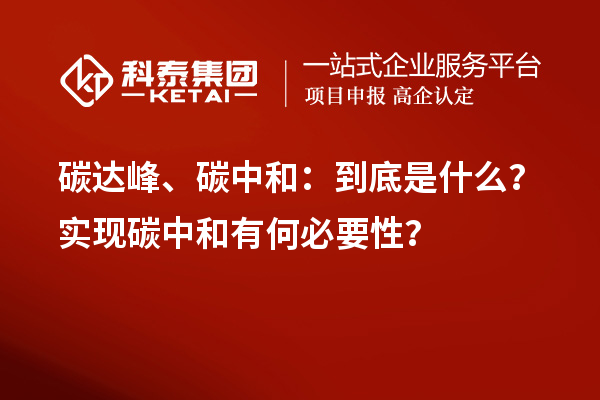 碳達(dá)峰、碳中和：到底是什么？實現(xiàn)碳中和有何必要性？
