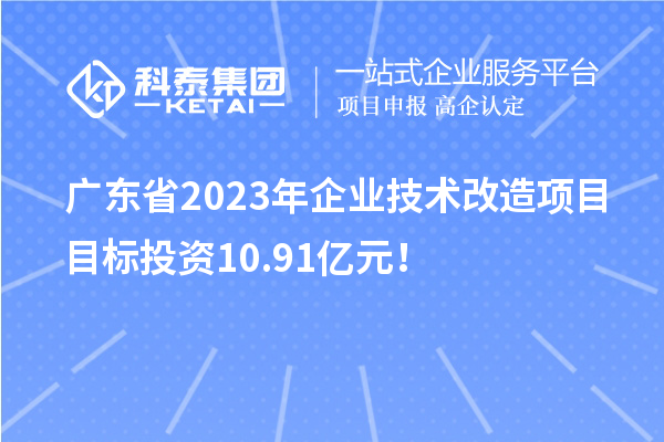 廣東省2023年企業(yè)技術(shù)改造項目目標投資10.91億元！