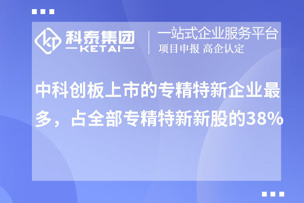 中科創(chuàng)板上市的專精特新企業(yè)最多，占全部專精特新新股的38%