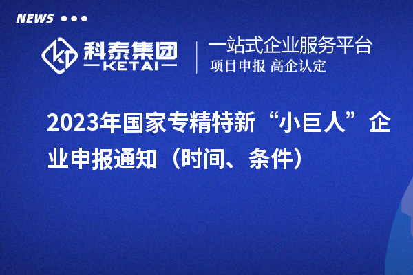 2023年國家專精特新“小巨人”企業(yè)申報(bào)通知(時(shí)間、條件)