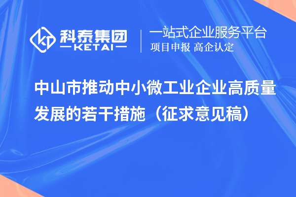 中山市推動(dòng)中小微工業(yè)企業(yè)高質(zhì)量發(fā)展的若干措施(征求意見稿)