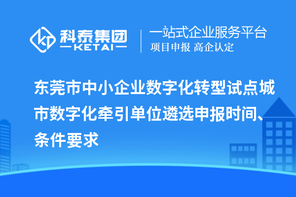 東莞市中小企業(yè)數(shù)字化轉(zhuǎn)型試點城市數(shù)字化牽引單位遴選申報時間、條件要求