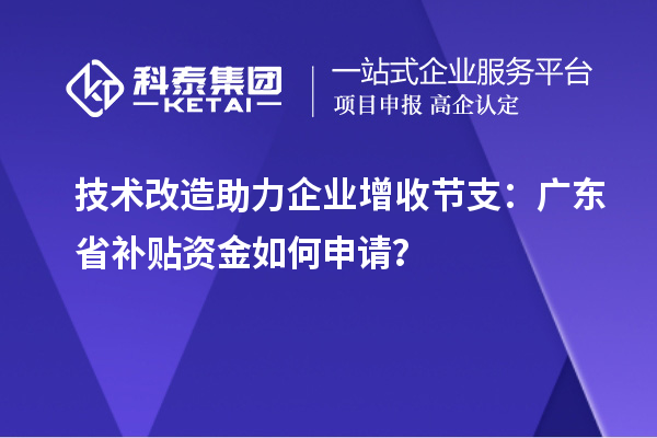 技術(shù)改造助力企業(yè)增收節(jié)支：廣東省補(bǔ)貼資金如何申請(qǐng)？
