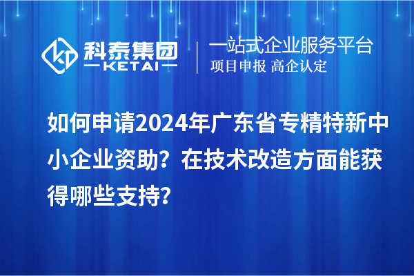 如何申請2024年廣東省專精特新中小企業(yè)資助？在<a href=http://www.snjxsy.cn/fuwu/jishugaizao.html target=_blank class=infotextkey>技術改造</a>方面能獲得哪些支持？