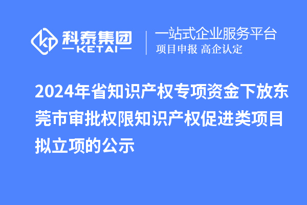 2024年省知識產(chǎn)權(quán)專項資金下放東莞市審批權(quán)限知識產(chǎn)權(quán)促進(jìn)類項目擬立項的公示
