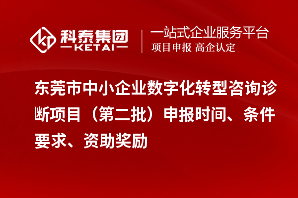 東莞市中小企業(yè)數(shù)字化轉(zhuǎn)型咨詢?cè)\斷項(xiàng)目（第二批）申報(bào)時(shí)間、條件要求、資助獎(jiǎng)勵(lì)