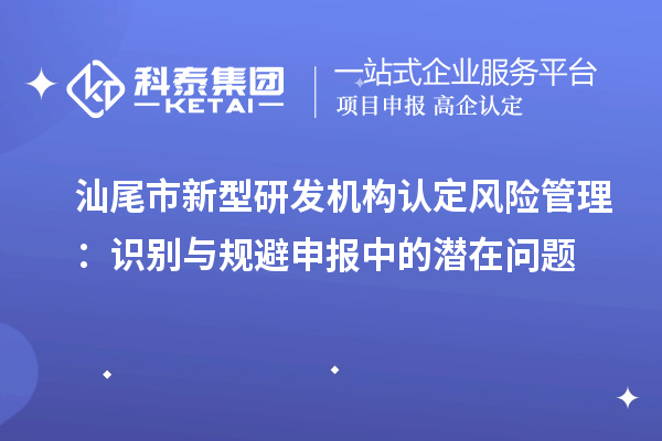 汕尾市新型研發(fā)機構認定風險管理：識別與規(guī)避申報中的潛在問題