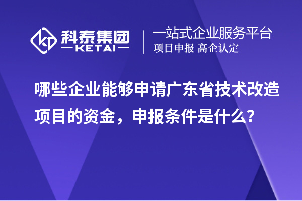 哪些企業(yè)能夠申請廣東省技術(shù)改造項(xiàng)目的資金，申報(bào)條件是什么？