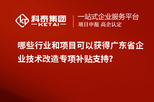 哪些行業(yè)和項目可以獲得廣東省企業(yè)技術改造專項補貼支持？