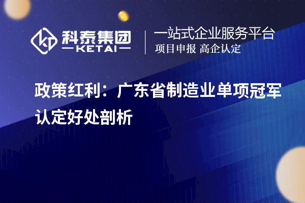 政策紅利：廣東省制造業(yè)單項冠軍認(rèn)定好處剖析