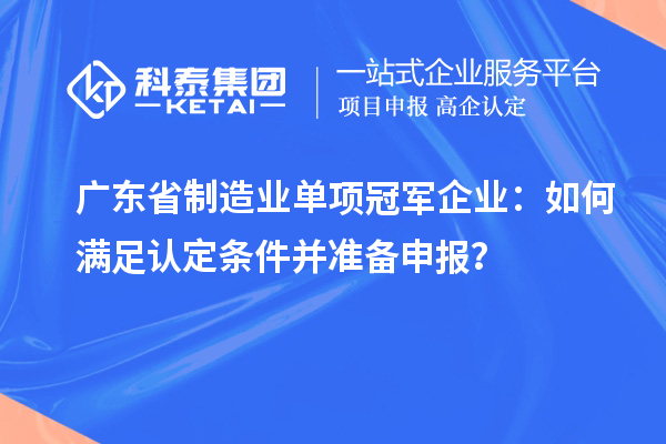 廣東省制造業(yè)單項冠軍企業(yè)：如何滿足認定條件并準備申報？