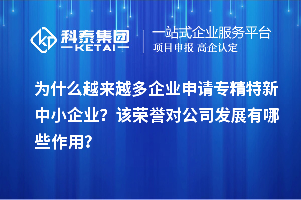 為什么越來越多企業(yè)申請專精特新中小企業(yè)？該榮譽對公司發(fā)展有哪些作用？