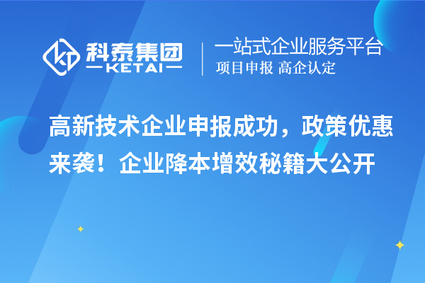 高新技術(shù)企業(yè)申報(bào)成功，政策優(yōu)惠來(lái)襲！企業(yè)降本增效秘籍大公開(kāi)