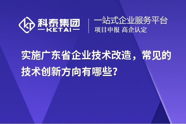 實施廣東省企業(yè)技術(shù)改造，常見的技術(shù)創(chuàng)新方向有哪些？