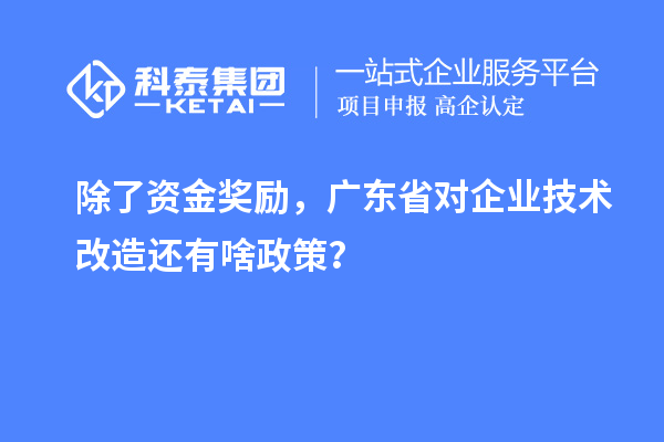 除了資金獎勵，廣東省對企業(yè)技術(shù)改造還有啥政策？