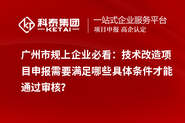 廣州市規(guī)上企業(yè)必看：技術改造項目申報需要滿足哪些具體條件才能通過審核？