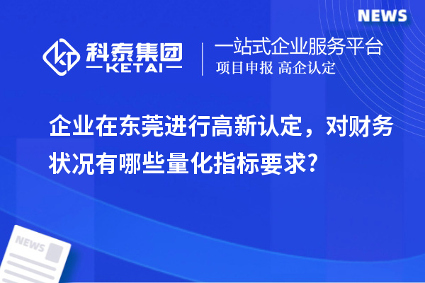 企業(yè)在東莞進行高新認定，對財務狀況有哪些量化指標要求?