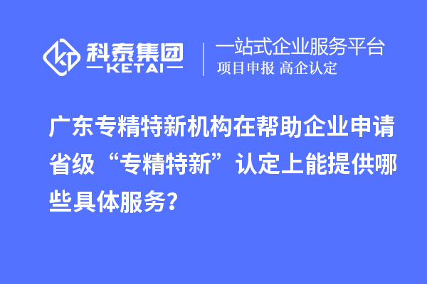 廣東專精特新機構(gòu)在幫助企業(yè)申請省級 “專精特新” 認定上能提供哪些具體服務(wù)？