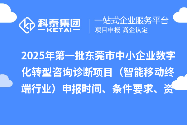 2025年第一批東莞市中小企業(yè)數(shù)字化轉(zhuǎn)型咨詢?cè)\斷項(xiàng)目（智能移動(dòng)終端行業(yè)）申報(bào)時(shí)間、條件要求、資助獎(jiǎng)勵(lì)