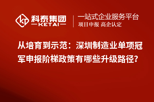 從培育到示范：深圳制造業(yè)單項冠軍申報階梯政策有哪些升級路徑？