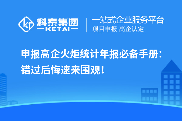 申報高企火炬統(tǒng)計年報必備手冊：錯過后悔速來圍觀！
