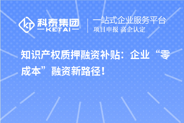 知識產(chǎn)權(quán)質(zhì)押融資補貼：企業(yè)“零成本”融資新路徑！