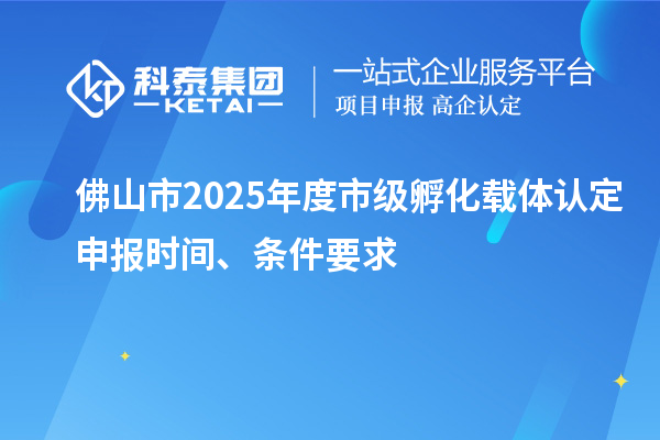 佛山市2025年度市級(jí)孵化載體認(rèn)定申報(bào)時(shí)間、條件要求