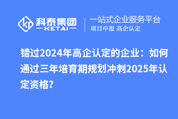 錯過2024年高企認定的企業(yè)：如何通過三年培育期規(guī)劃沖刺2025年認定資格？