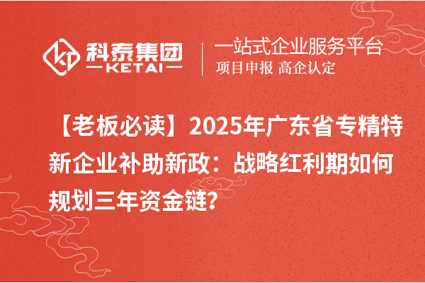 【老板必讀】2025年廣東省專精特新企業(yè)補助新政：戰(zhàn)略紅利期如何規(guī)劃三年資金鏈？