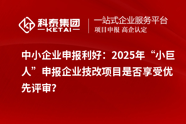 中小企業(yè)申報(bào)利好：2025年“小巨人”申報(bào)企業(yè)技改項(xiàng)目是否享受優(yōu)先評(píng)審？