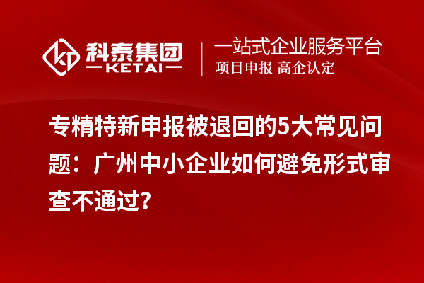 專精特新申報(bào)被退回的5大常見問題：廣州中小企業(yè)如何避免形式審查不通過？
