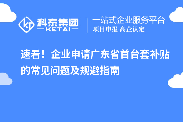速看！企業(yè)申請(qǐng)廣東省首臺(tái)套補(bǔ)貼的常見(jiàn)問(wèn)題及規(guī)避指南
