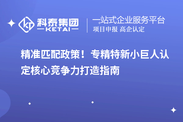 精準匹配政策！專精特新小巨人認定核心競爭力打造指南