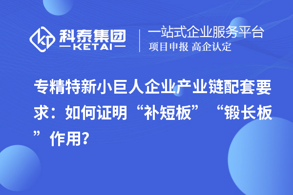 專精特新小巨人企業(yè)產(chǎn)業(yè)鏈配套要求：如何證明“補(bǔ)短板”“鍛長(zhǎng)板”作用？