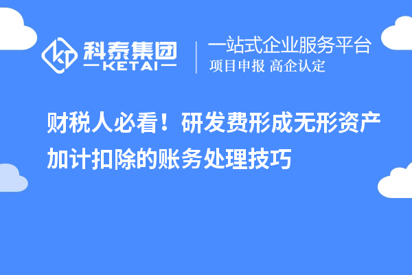 財(cái)稅人必看！研發(fā)費(fèi)形成無形資產(chǎn)加計(jì)扣除的賬務(wù)處理技巧
