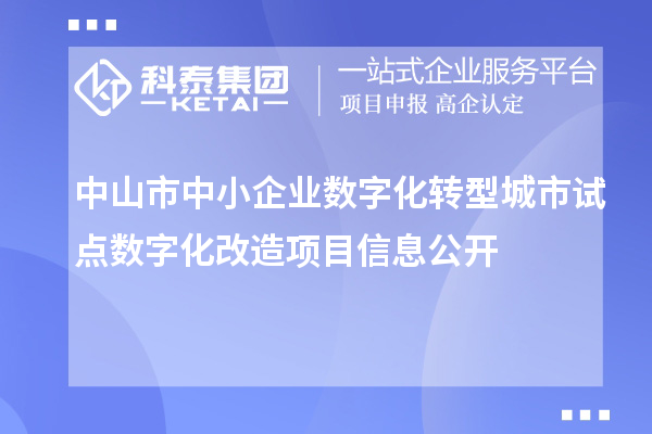 中山市中小企業(yè)數(shù)字化轉(zhuǎn)型城市試點數(shù)字化改造項目信息公開