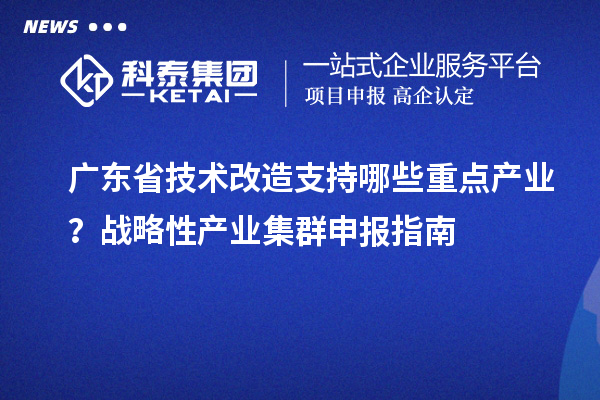 廣東省技術(shù)改造支持哪些重點(diǎn)產(chǎn)業(yè)？戰(zhàn)略性產(chǎn)業(yè)集群申報(bào)指南