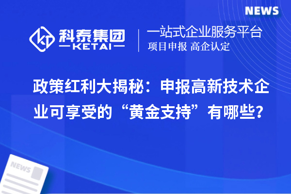 政策紅利大揭秘：申報高新技術(shù)企業(yè)可享受的“黃金支持”有哪些？