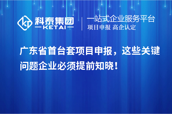 廣東省首臺套項目申報，這些關(guān)鍵問題企業(yè)必須提前知曉！