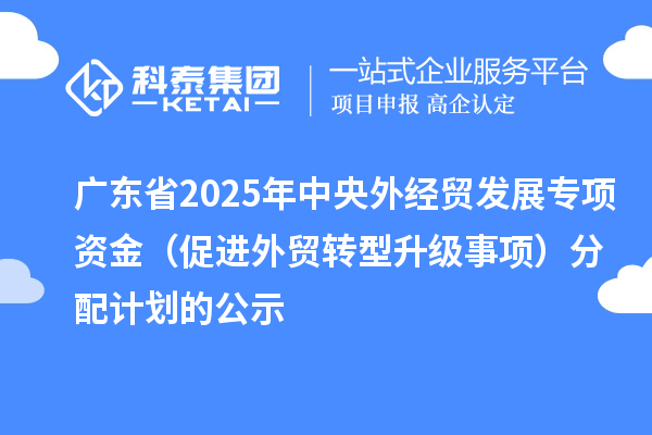 廣東省2025年中央外經(jīng)貿(mào)發(fā)展專項資金（促進外貿(mào)轉(zhuǎn)型升級事項）分配計劃的公示