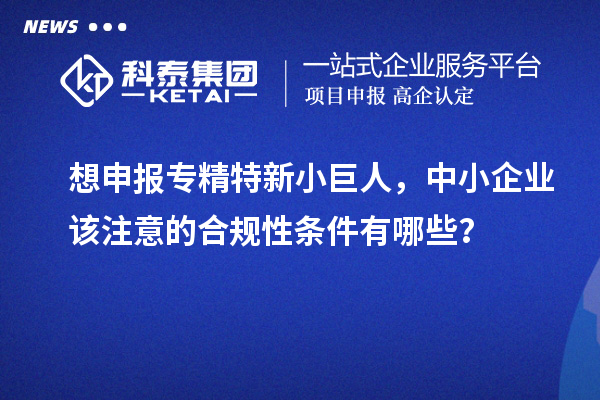 想申報專精特新小巨人，中小企業(yè)該注意的合規(guī)性條件有哪些？