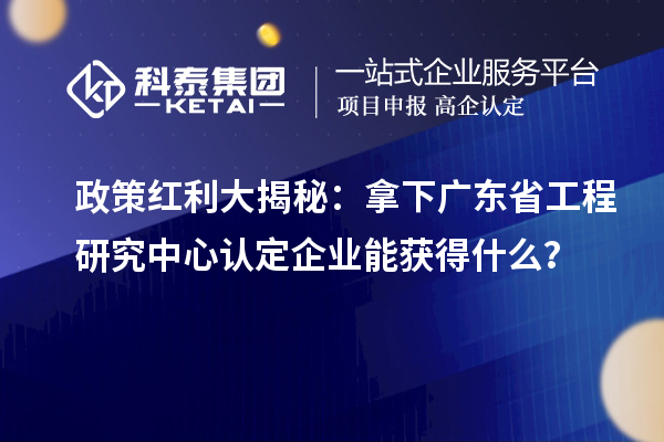 政策紅利大揭秘：拿下廣東省工程研究中心認(rèn)定企業(yè)能獲得什么？