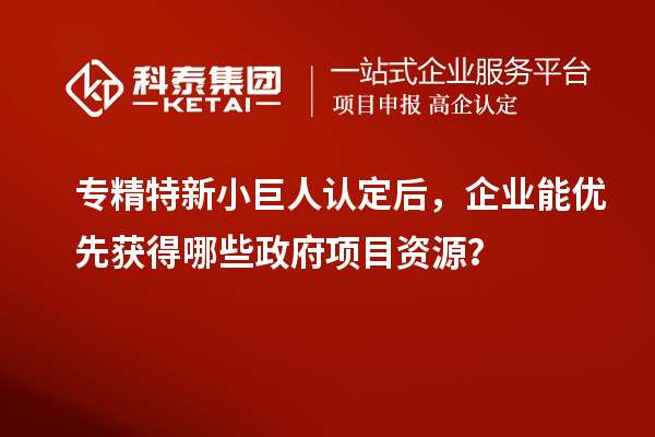 專精特新小巨人認(rèn)定后，企業(yè)能優(yōu)先獲得哪些政府項目資源？