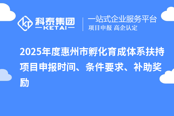 2025年度惠州市孵化育成體系扶持項(xiàng)目申報(bào)時(shí)間、條件要求、補(bǔ)助獎(jiǎng)勵(lì)
