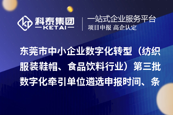 東莞市中小企業(yè)數(shù)字化轉(zhuǎn)型（紡織服裝鞋帽、食品飲料行業(yè)）第三批數(shù)字化牽引單位遴選申報(bào)時(shí)間、條件要求