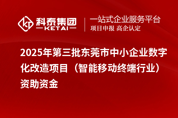 2025年第三批東莞市中小企業(yè)數字化改造項目（智能移動終端行業(yè)）資助資金