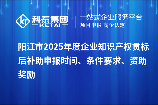 陽(yáng)江市2025年度企業(yè)知識(shí)產(chǎn)權(quán)貫標(biāo)后補(bǔ)助申報(bào)時(shí)間、條件要求、資助獎(jiǎng)勵(lì)