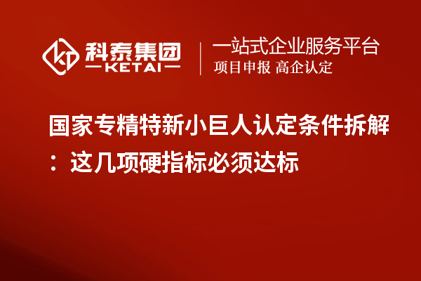 國家專精特新小巨人認(rèn)定條件拆解：這幾項(xiàng)硬指標(biāo)必須達(dá)標(biāo)