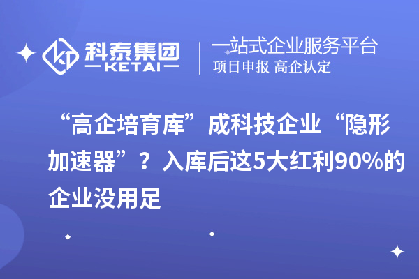 “高企培育庫(kù)”成科技企業(yè)“隱形加速器”？入庫(kù)后這5大紅利90%的企業(yè)沒用足