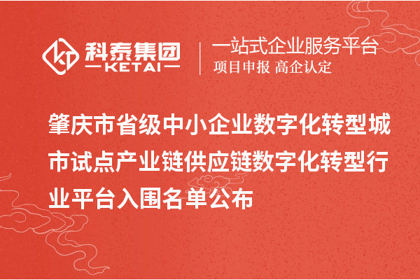 肇慶市省級中小企業(yè)數(shù)字化轉型城市試點產業(yè)鏈供應鏈數(shù)字化轉型行業(yè)平臺入圍名單公布